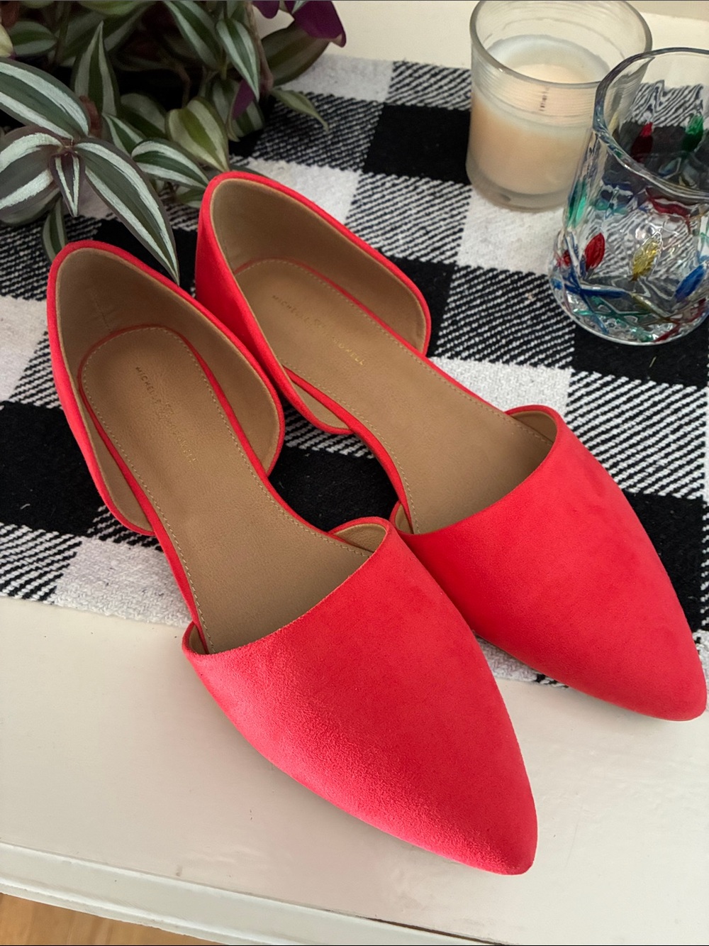 Michelle McDowell NWOT Women's Pointed D'Orsay Flats in Bright Coral Size 8.